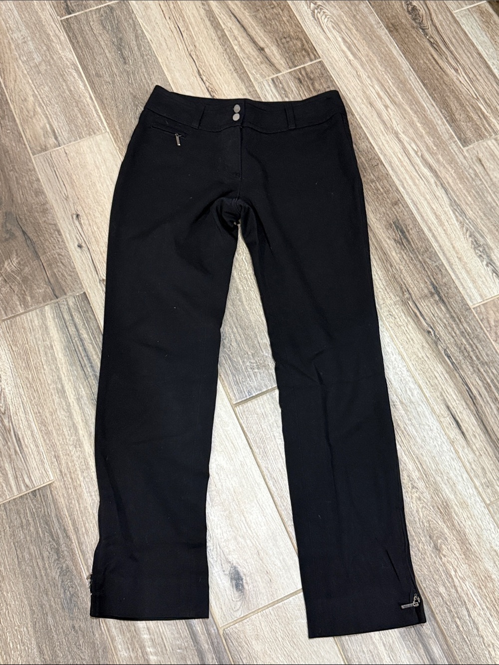 White House Black Market Black Straight-Leg pants Ankle Zippers b77